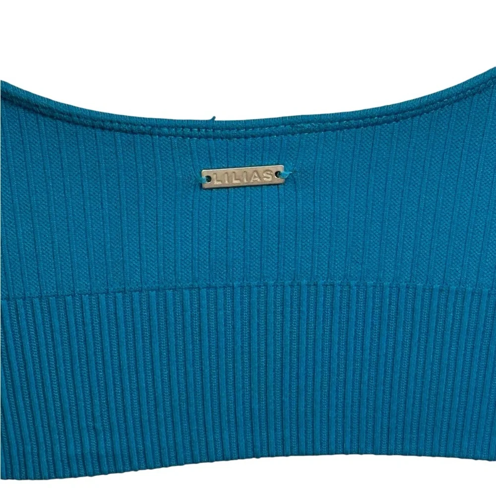 LILIAS ACTIVE Teal Ribbed Knit Sports Bra Small